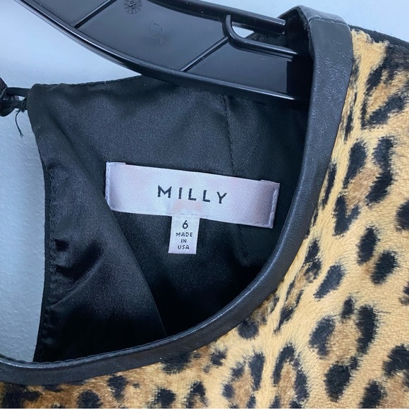 Milly size 6 Leopard Faux Fur and Leather Trim Sleeveless Crewneck Tank Top - Picture 5 of 8